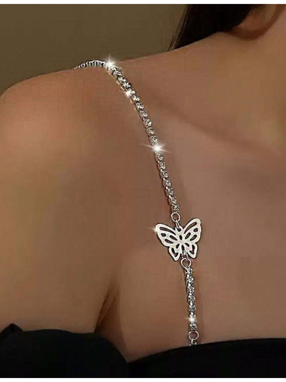 Crystal Butterfly Bra Straps Sparkling Adjustable Rhinestone Shoulder Straps 2pc